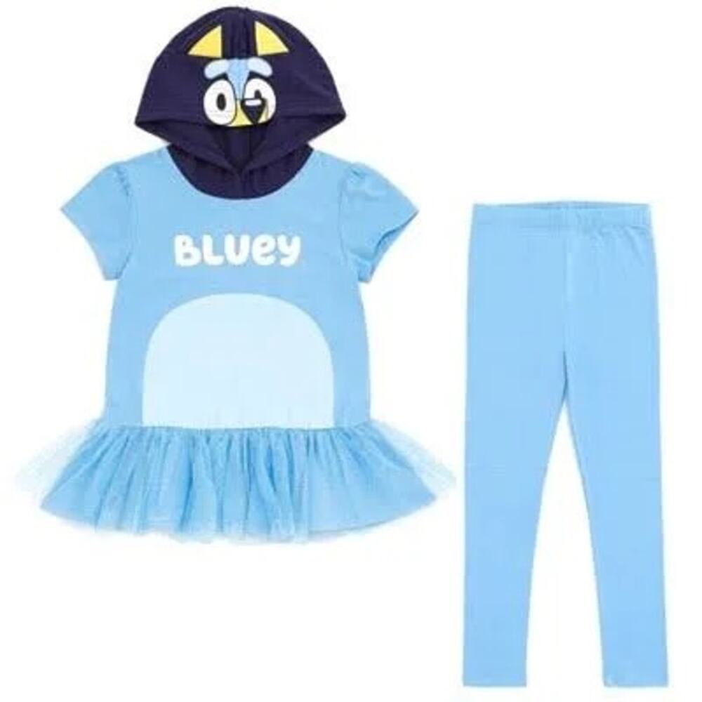 Bluey Little Girls Cosplay T-Shirt Dress and Leggings Outfit Set Toddler